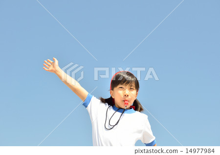 Girl playing whistle (gym suit, hachimaki) 14977984