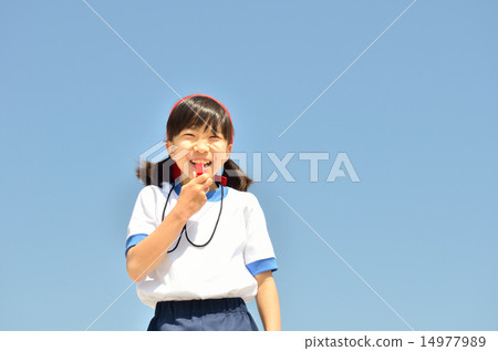 女孩吹口哨(體操服,hachimaki) 女孩吹口哨(體操服,hachimaki) 14977989