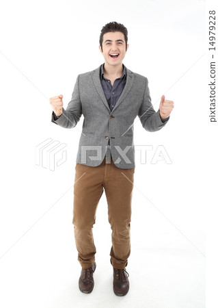 Man pose victorious happy Man pose victorious happy 14979228