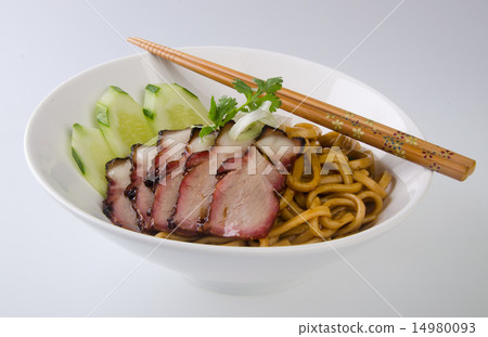 pork noodle. BBQ pork noodle bowl. 14980093