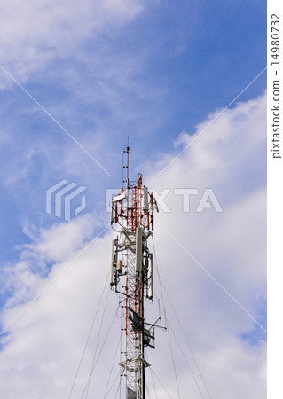 The Communications tower with blue sky The Communications tower with blue sky 14980732