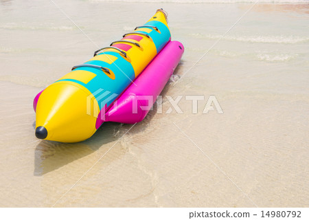 Banana boat on beach Banana boat on beach 14980792