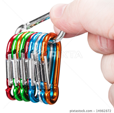 colorful carabiner climbing in hand 14982872