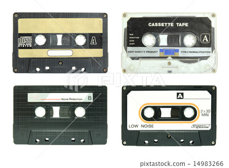 set of cassette tape isolated on white 14983266