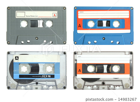 set of cassette tape isolated on white 14983267