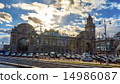 April 10, 2015. Main building of famous Kievsky Railway Terminal in Moscow. There are regular servic 14986087