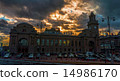April 10, 2015. Main building of famous Kievsky Railway Terminal in Moscow. There are regular servic 14986170