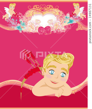 happy valentines day vintage card with cupids happy valentines day vintage card with cupids 14987131