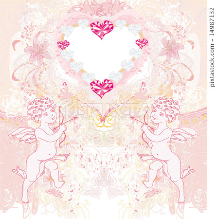 happy valentine's day vintage card with cupids happy valentine's day vintage card with cupids 14987132