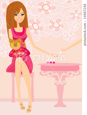 Young lady doing manicure in beauty salon Young lady doing manicure in beauty salon 14987288