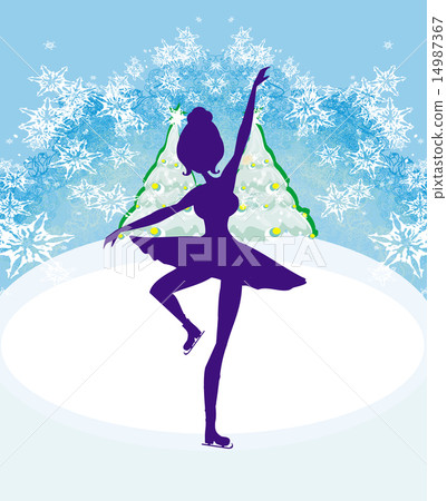 silhouette of a female figure skater silhouette of a female figure skater 14987367