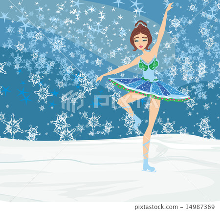 Abstract card with a beautiful figure skater 14987369