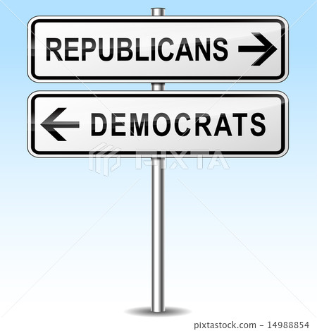 republicans and democrats directions sign 14988854