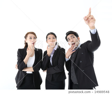 Looking showing pointing wonder man woman  14989548