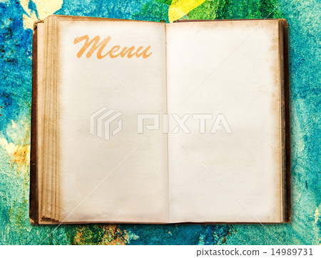 Blank vintage menu book Blank vintage menu book 14989731