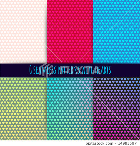 6 vector seamless patterns with hearts - Stock Illustration [14993597 ...