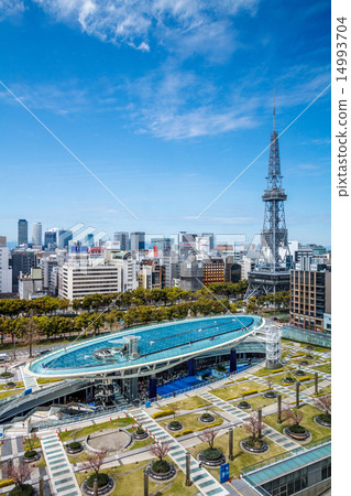 Nagoya city landscape TV tower and oasis 21 14993704