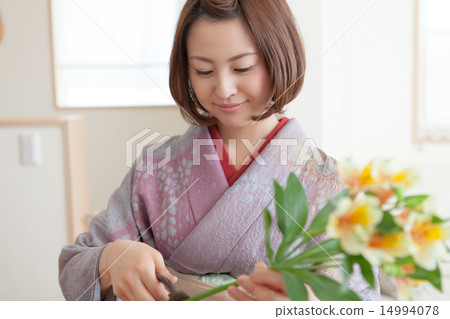 ikebana, floral arrangement, person 14994078