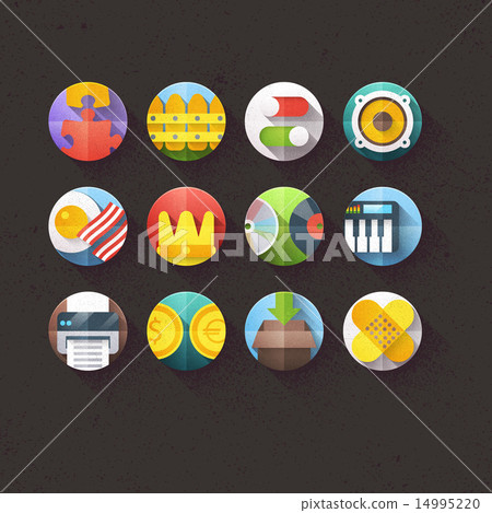 Textured Flat Icons for mobile and web application - Stock Illustration ...