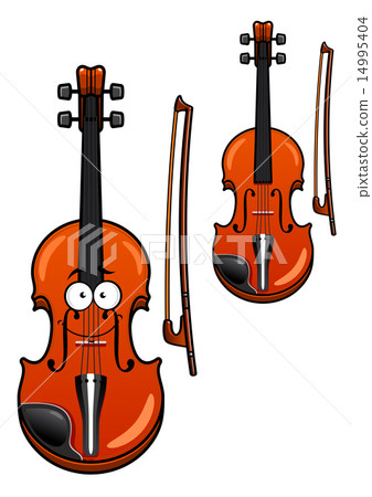 图库插图: smiling cartoon violin character with bow