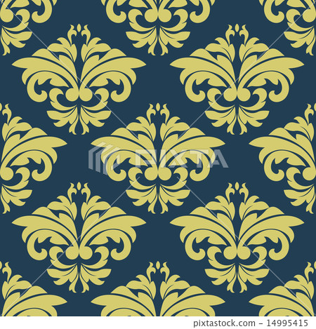 Vintage floral yellow damask seamless pattern - Stock Illustration ...