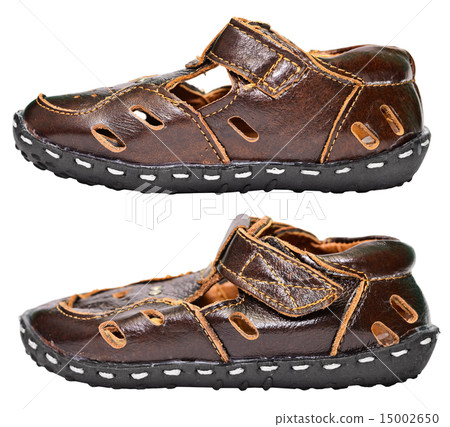 Kids brown leather sandals on white Kids brown leather sandals on white 15002650