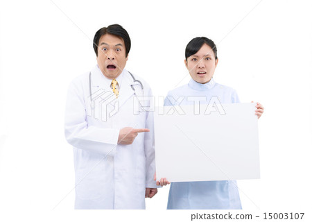 White back image of male doctor and female nurse 15003107