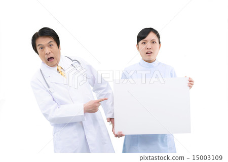 White back image of male doctor and female nurse 15003109