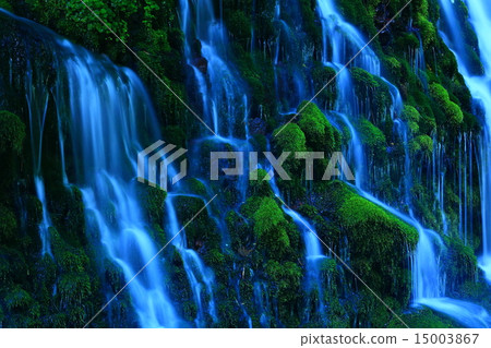 秋田縣中野市夏天的前瀑布地下水 15003867