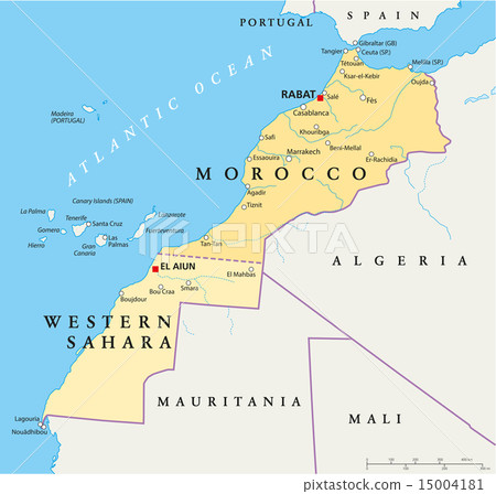Morocco And Western Sahara Political Map 15004181