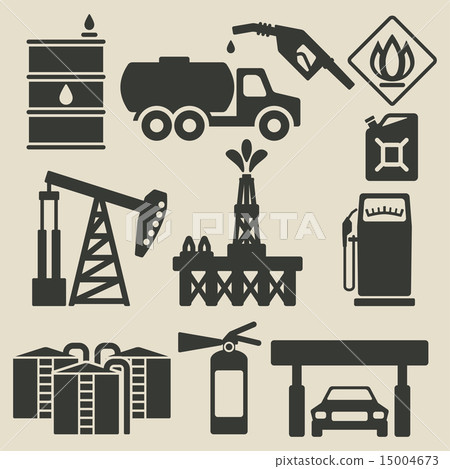 oil production industry icons set 15004673