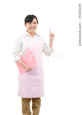 A white back image of a young woman who had an apron A white back image of a young woman who had an apron 15005209