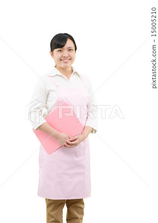 A white back image of a young woman who had an apron A white back image of a young woman who had an apron 15005210