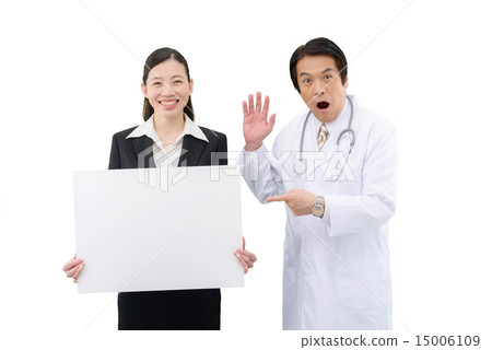 Male doctor and sales lady's white back image 15006109