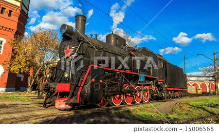 Old Soviet steam locomotive at the depot Old Soviet steam locomotive at the depot 15006568