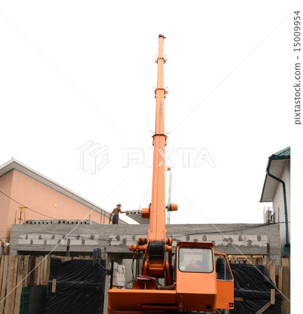 Construction site with crane and building Construction site with crane and building 15009954