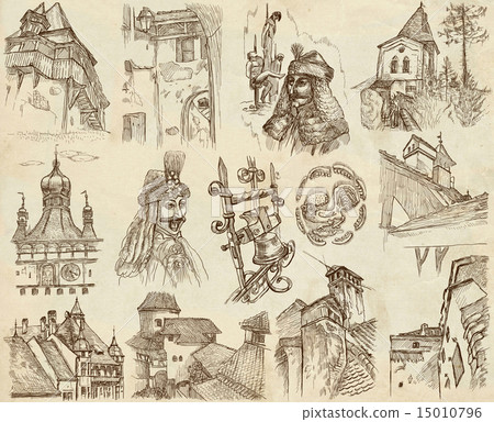 Romania travel - An hand drawn pack 15010796