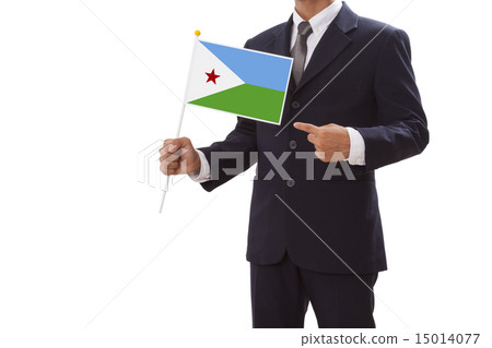 Businessman in suit holding of the Djibouti Flag  15014077