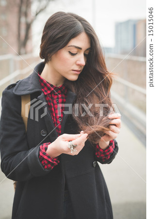 young beautiful long hair model woman 15015046