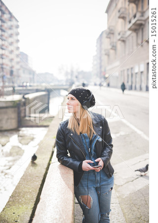 young beautiful blonde straight hair woman young beautiful blonde straight hair woman 15015261