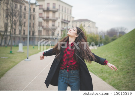 young beautiful long hair model woman 15015559