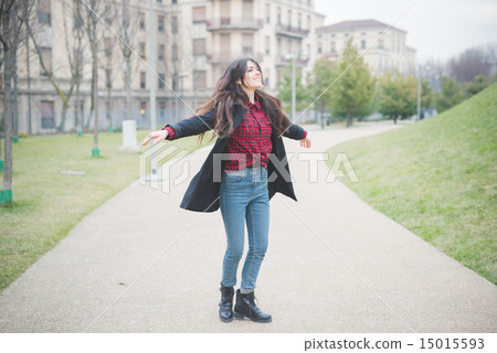 young beautiful long hair model woman 15015593