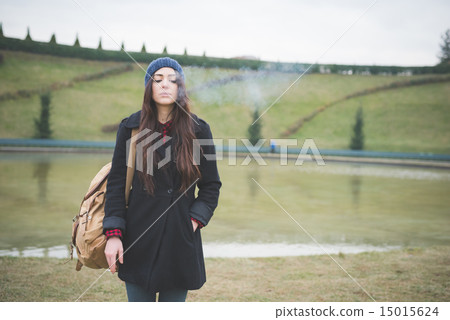 young beautiful long hair model woman 15015624