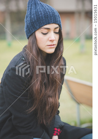 young beautiful long hair model woman 15015631