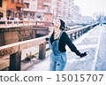 young beautiful blonde straight hair woman 15015707