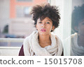 beautiful black curly hair african woman 15015708