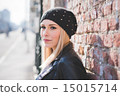 young beautiful blonde straight hair woman 15015714