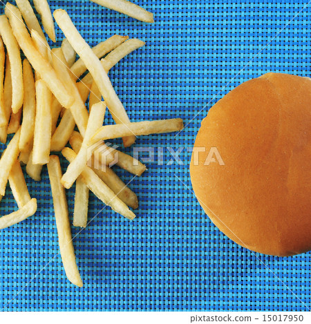 hamburger sandwich and fries 15017950