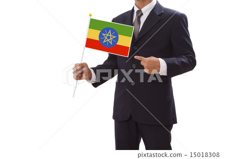 Businessman hand showing Ethiopia Flag  15018308