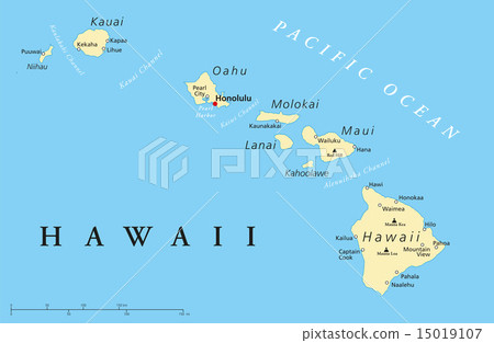 Hawaii Islands Political Map 15019107